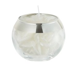 Свічка Candele Firenze Троянда біла у склі 100 мм (срібна окантовка) GL100350MP54 8026159017647