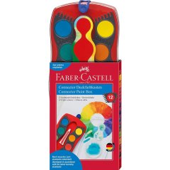 Акварельні фарби сухі Faber-Castell CONNECTOR Скріплюй разом 12 кольорів з кроючими білилами 125030