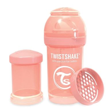 Антиколькова пляшечка Twistshake 180мл, світло-персикова 78312