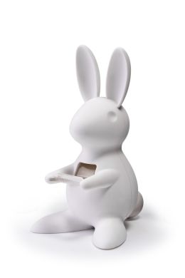 Диспенсер Qualy для скотча настольный Bunny 16,8 см, пластик, белый QL10114-WH