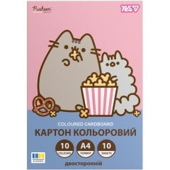 Картон цветной двусторонний Yes Pusheen, 10 листов, А4, папка 955464