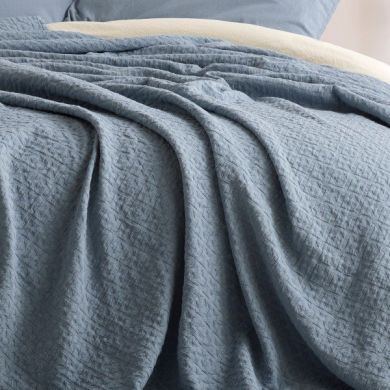 Комплект постельного белья покрывало хлопковое 240х260 см + наволочки 2х50х70 см Andalusia blue 93257169, евроразмер