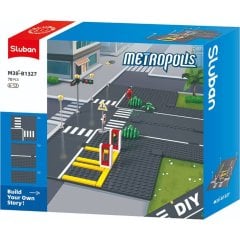 Конструктор SLUBAN M38-B1327 игр.поле,база для конструктора,парковка,дорога,дорож.знаки,73 дет.,кор.