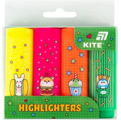 Маркер Highlighter, Kite, набор 4-х, неон Kite K26-445-1