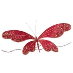 Бабочка с драгоценными камнями на клипсе, красно-золотая, 54см Goodwill BR 41143