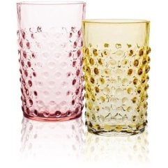 Набор 2шт стаканов Sunrise Hobnail 200мл, янтарно-розовый KLIMCHI 21013/200-32872/27/2