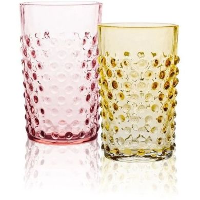 Набор 2шт стаканов Sunrise Hobnail 200мл, янтарно-розовый KLIMCHI 21013/200-32872/27/2