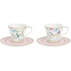 Набір із 2 порцелянових кавов чашок з блюдцями, 80 мл BIRDS MELODY POZZI MILANO I006R1787BIME