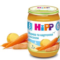 Рибно-овочеве пюре HiPP Морква і картопля з лососем з 8 місяців 190 г 6105 9062300128694