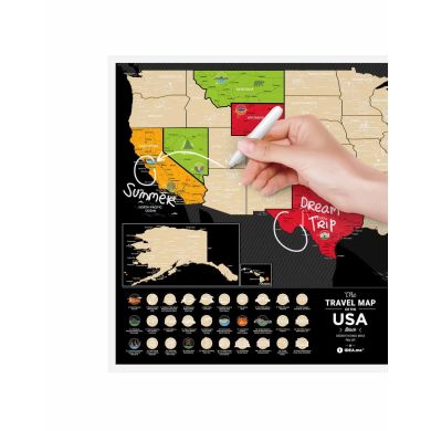 Скретч карта США Travel Map USA Black (английский язык), в тубусе 1DEA.me USAB