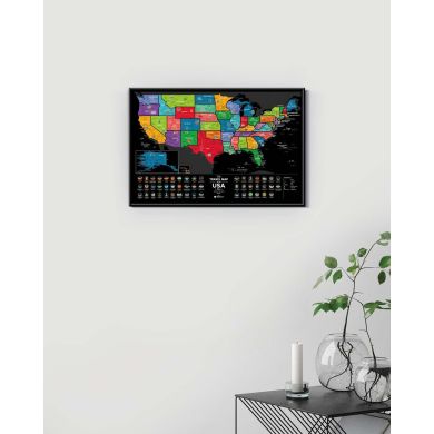 Скретч карта США Travel Map USA Black (англійська мова), у тубусі 1DEA.me USAB