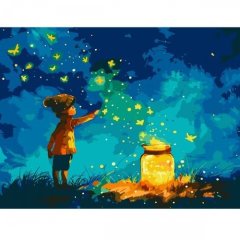 Картина по номерам SANTI Мальчик и светлячки, 40*50см, LED подсветка Santi 955096