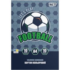 Картон цветной односторонний Yes Football, 10 листов, А4, папка 955491
