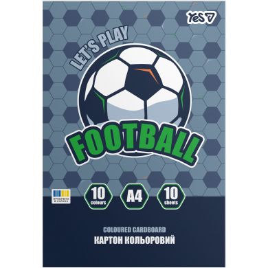 Картон цветной односторонний Yes Football, 10 листов, А4, папка 955491