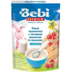 Каша молочная Bebi Пшеничная с печеньем малиной и вишней с 6 месяцев 200 г 1020126 8606019654320