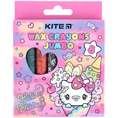 Мел восковой Jumbo, 8 цветов Hello Kitty Kite HK24-076