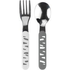 Ложечка и вилка из нержавеющей стали (Белый и серый) Babyono 1065/01
