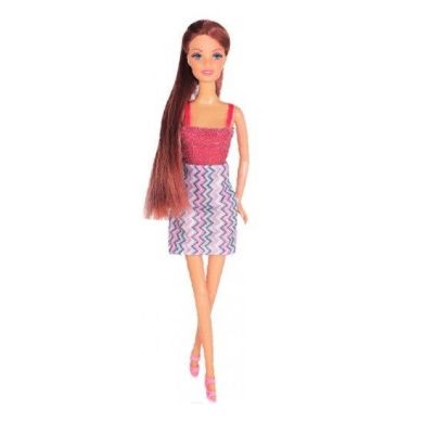 Кукла Ася А-стиль Шатенка в платье с принтом 35054