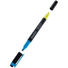 Маркер Axent Highlighter Dual 2534-02-A, 2-4 мм, клиновидный, голубой+желтый 2534-02-A