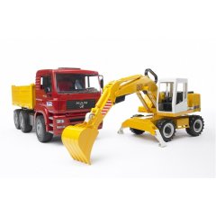 Машинка игрушечный грузовик МАN и экскаватор Liebherr Bruder 02751