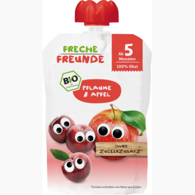 Органічне фруктове пюре Freche Freunde Слива і яблуко без цукру 100 г 521052