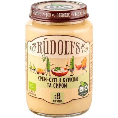 Пюре органічне Rudolfs крем-суп з куркою і сиром 190 г 4751017940976