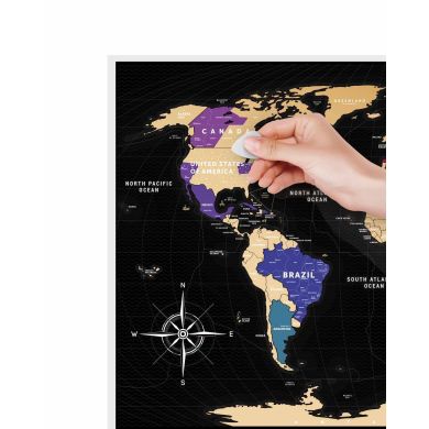 Скретч мапа світу Travel Map Black World (англійська мова), у тубусі 1DEA.me BW