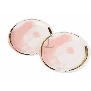 Праздничные тарелки бумажные розовые с золотым 23 см 10 шт LaPrida 5-69620