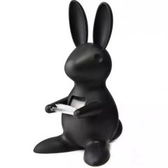 Диспенсер Qualy для скотча настільний Bunny 16,8 см, пластик, чорний QL10114-BK