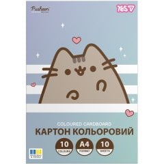 Картон цветной односторонний Yes Pusheen, 10 листов, А4, папка 955463
