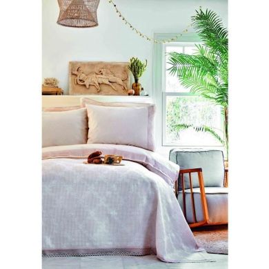 Комплект постельного белья Karaca Home с покрывалом Olivia евроразмер 200.16.01.0246, евроразмер