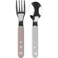 Ложечка и вилка из нержавеющей стали (Розовый и серый) Babyono 1065/02