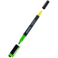 Маркер Axent Highlighter Dual 2534-04-A, 2-4 мм, клиноподібний, зелений+жовтий 2534-04-A