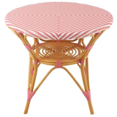 Обеденный стол RATTAN розовый/белый (89x90x75 см) J-LINE 51118
