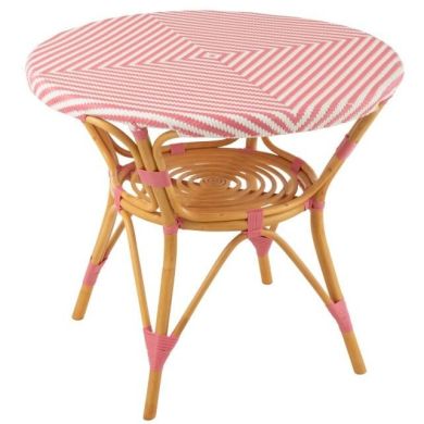 Обеденный стол RATTAN розовый/белый (89x90x75 см) J-LINE 51118