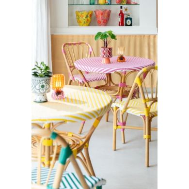 Обеденный стол RATTAN розовый/белый (89x90x75 см) J-LINE 51118