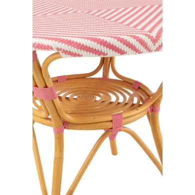 Обеденный стол RATTAN розовый/белый (89x90x75 см) J-LINE 51118