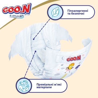 Подгузники японские Goo.N Premium Soft для детей 9-14 кг (Размер 4(L) на липучках унисекс 52 Шт) 863225 4902011862256