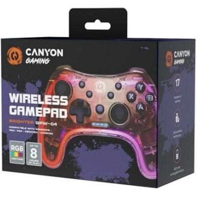 Бездротовий геймпад Canyon Brighter GPW-04 Wireless RGB 5in1 PS4/Xbox360 Crystal CND-GPW04