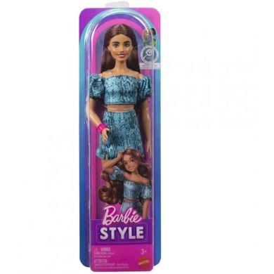 Кукла Barbie Модница в бирюзовом наряде с анималистическим принтом JJN63