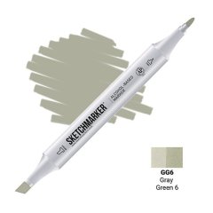 Маркер спиртовой двухсторонний Sketchmarker, Серый зеленоватый 6 SM-GG6