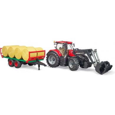 Машинка игрушечная-трактор Case IH Optum 300CVX с прицепом для тюков Bruder 03198