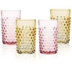 Набор 4шт стаканов Sunrise Hobnail 200мл, янтарно-розовый KLIMCHI 21013/200-32872/27/4