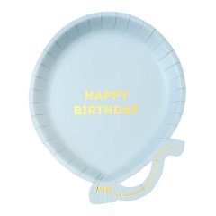 Одноразовые бумажные тарелки Talking Tables We Heart Birthdays в форме шарика голубые 12 шт. BDAY-PLATE-BALL-B