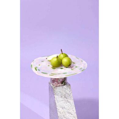 Підставка для торта та цукерок біло-рожево-зелена, скло, діам 28см Подарункова коробка MISS ETOIL 4979541