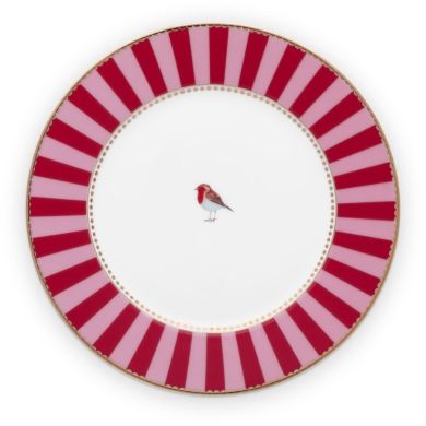Тарілка Pip Studio Love Birds смужка червона/рожева 17 см 51.001.238, 17