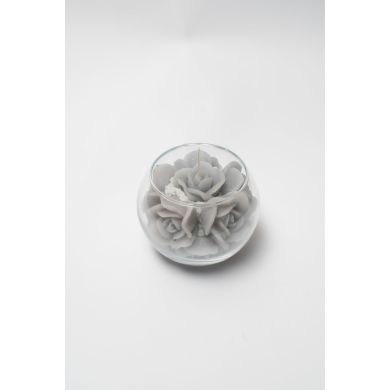 Свічка Candele Firenze Троянда кам'яна сіра у склі 100 мм GL100350XH25 8026159007068