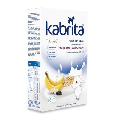 Овсяная каша Kabrita на основе козьего молока с бананом и черносливом для детей от 6 месяцев 180 г KK40000079 8716677007984