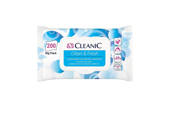 Влажные освежающие салфетки Cleanic Clean & Fresh 200 шт CLN27645