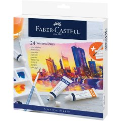 Акварель художня Faber-Castell Watercolours 24 кольори в тубах по 9 мл + палітра для змішування 169624